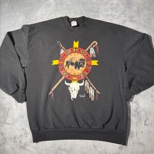 Jerzees Sweatshirt Men's XL Black Vintage Utah Buffalo Graphic Crewneck